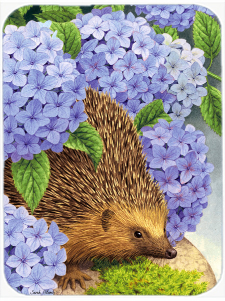 Picture of Carolines Treasures ASA2001LCB Hedgehog & Hydrangea Glass Cutting Board- Large