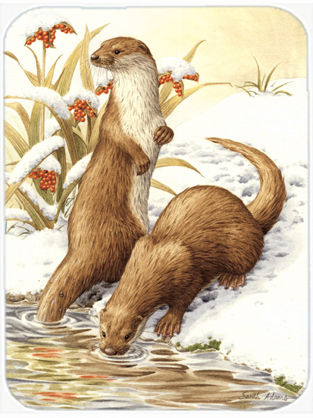 Picture of Carolines Treasures ASA2005LCB Otters & Gladon Irises Glass Cutting Board- Large