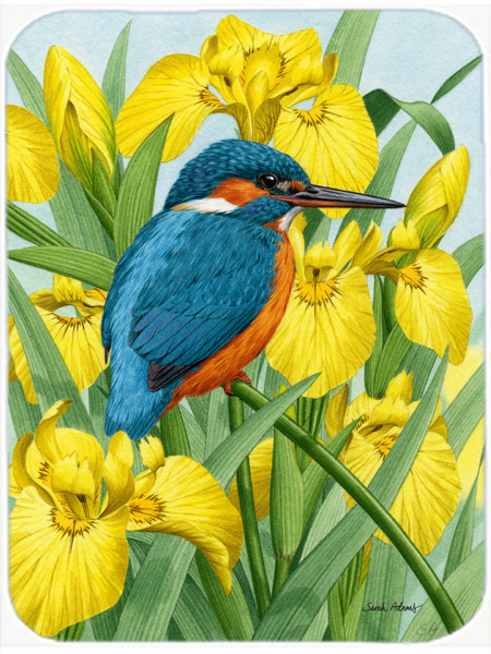 Picture of Carolines Treasures ASA2009LCB Kingfisher In Yellow Irises Glass Cutting Board- Large