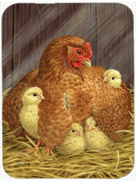 Picture of Carolines Treasures ASA2011LCB My Little Chickadees With Hen Chicken Glass Cutting Board- Large
