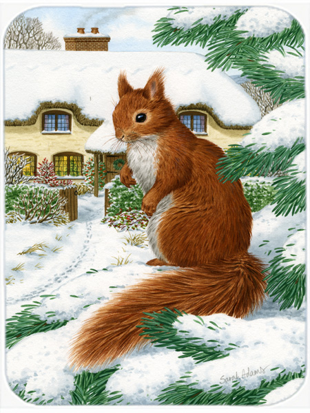 Picture of Carolines Treasures ASA2014LCB Red Squirrel & Cottage Glass Cutting Board- Large