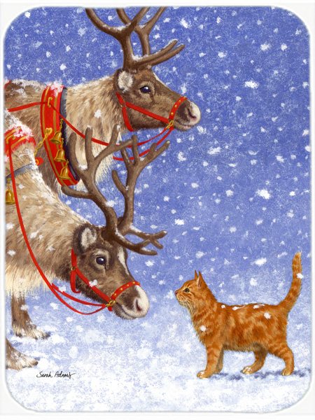 Picture of Carolines Treasures ASA2015LCB Reindeers & Cat Glass Cutting Board- Large