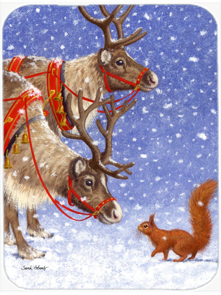 Picture of Carolines Treasures ASA2016LCB Reindeers & Squirrel Glass Cutting Board- Large