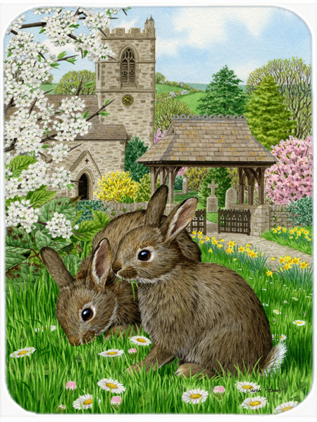 Picture of Carolines Treasures ASA2023LCB Leveret Bunny Rabbit Glass Cutting Board- Large