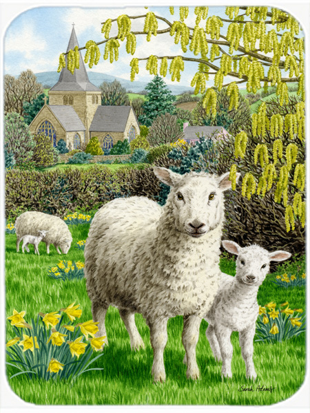 Picture of Carolines Treasures ASA2024LCB Sheep Glass Cutting Board- Large