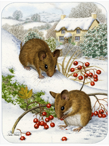 Picture of Carolines Treasures ASA2028LCB Wood Mice And Berries Glass Cutting Board- Large
