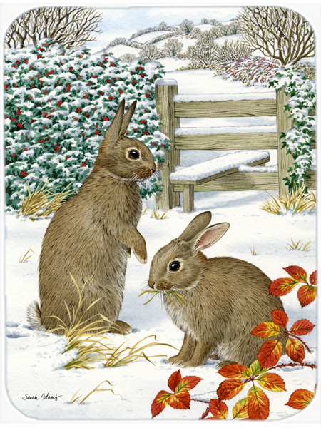 Picture of Carolines Treasures ASA2034LCB Rabbits Glass Cutting Board- Large