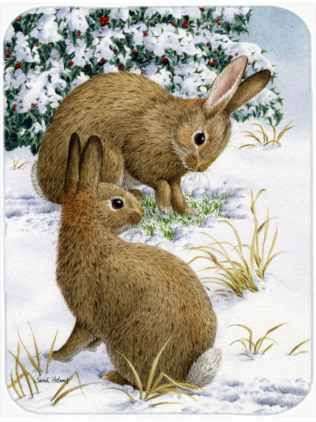 Picture of Carolines Treasures ASA2036LCB Rabbit Searching For Grass In The Snow Glass Cutting Board- Large
