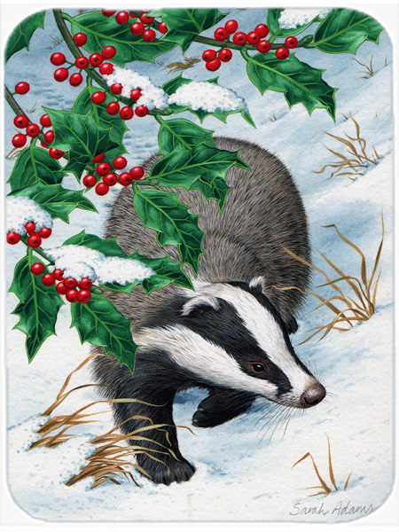 Picture of Carolines Treasures ASA2039LCB Badgers With Holly Berries Glass Cutting Board- Large