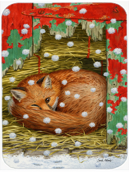 Picture of Carolines Treasures ASA2045LCB Fox Sleeping In The Snow Glass Cutting Board- Large