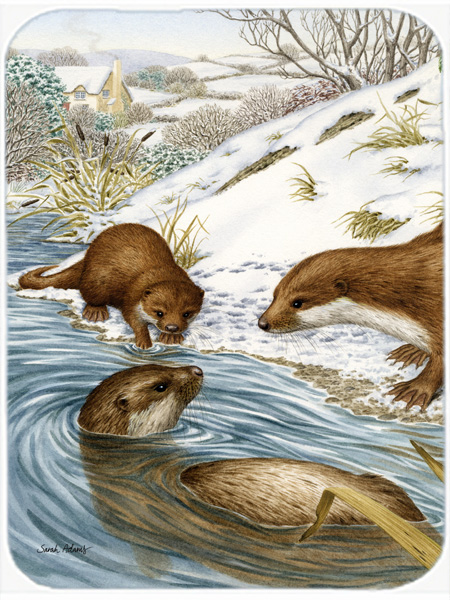 Picture of Carolines Treasures ASA2049LCB Otter At Play Glass Cutting Board- Large