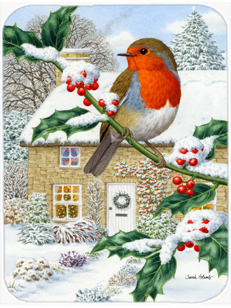Picture of Carolines Treasures ASA2070LCB European Robin Glass Cutting Board- Large