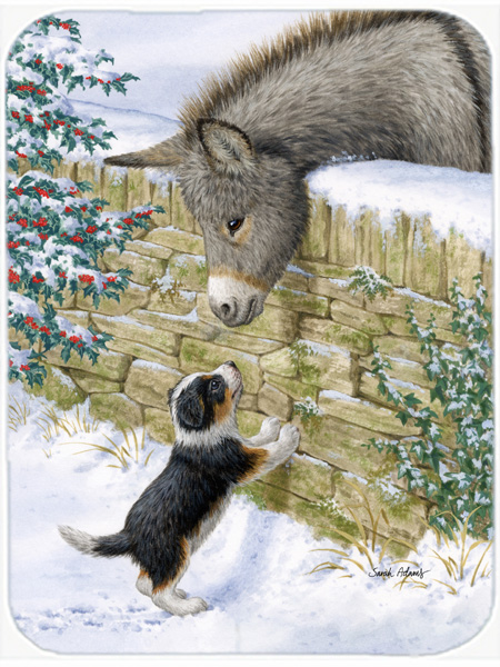 Picture of Carolines Treasures ASA2073LCB Pup & Donkey Glass Cutting Board- Large