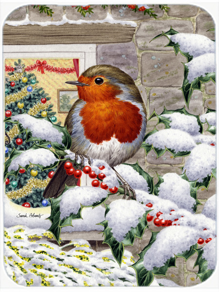 Picture of Carolines Treasures ASA2089LCB European Robin At The Window Glass Cutting Board- Large