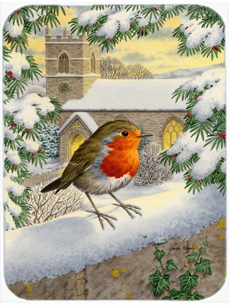Picture of Carolines Treasures ASA2090LCB European Robin Waiting Glass Cutting Board- Large