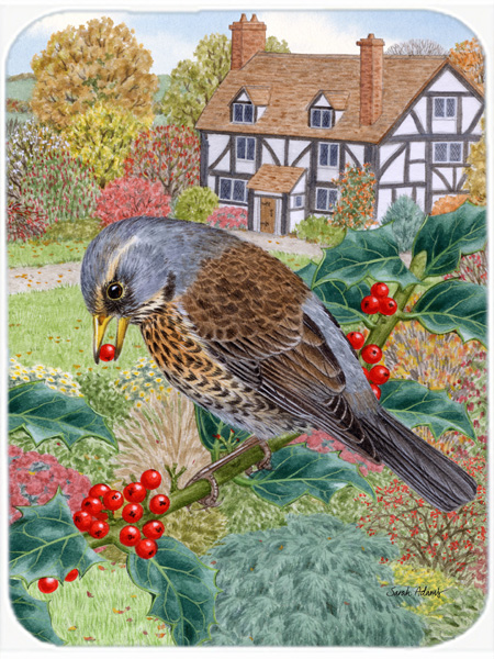 Picture of Carolines Treasures ASA2092LCB Fieldfare Glass Cutting Board- Large