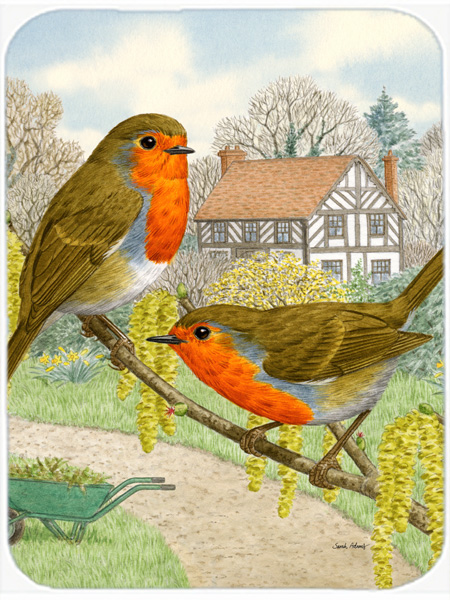 Picture of Carolines Treasures ASA2097LCB European Robins Glass Cutting Board- Large