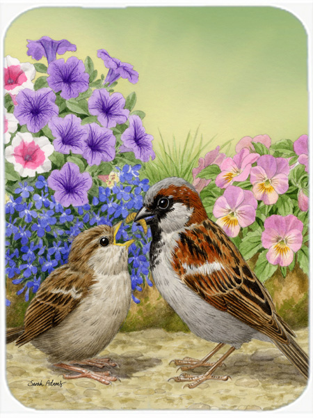 Picture of Carolines Treasures ASA2112LCB House Sparrows Glass Cutting Board- Large