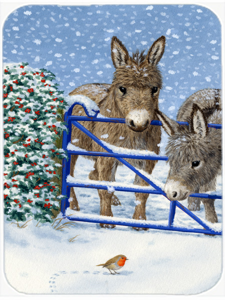 Picture of Carolines Treasures ASA2159LCB Donkeys And Robin Glass Cutting Board- Large