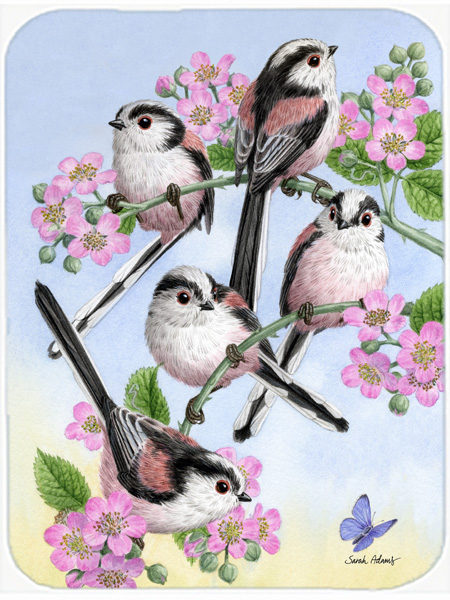 Picture of Carolines Treasures ASA2163LCB Party Of 5 Long Tailed Tits Glass Cutting Board- Large