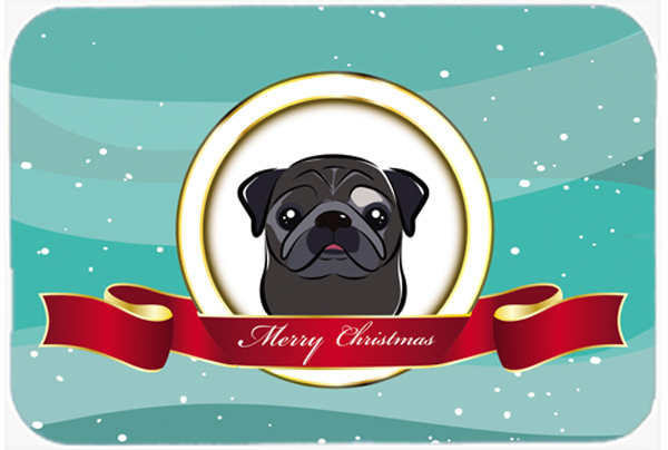 Picture of Carolines Treasures BB1573LCB Black Pug Merry Christmas Glass Cutting Board- Large