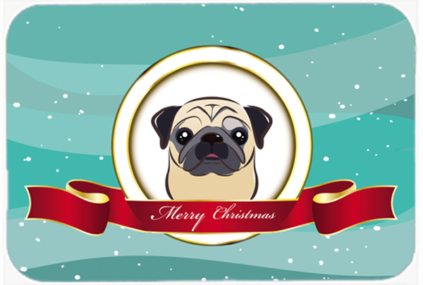 Picture of Carolines Treasures BB1572LCB Fawn Pug Merry Christmas Glass Cutting Board- Large