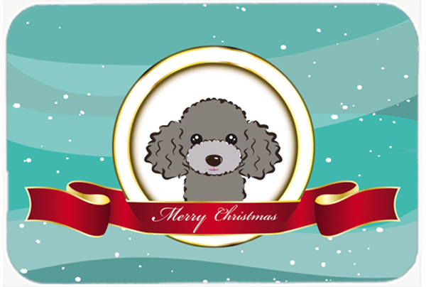BB1569MP Silver Gray Poodle Merry Christmas Mouse Pad- Hot Pad & Trivet