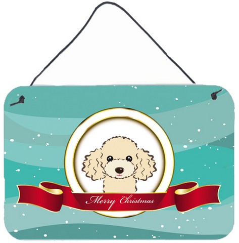 Buff Poodle Merry Christmas Wall and Door Hanging Prints
