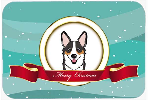 Picture of Carolines Treasures BB1565LCB Tricolor Corgi Merry Christmas Glass Cutting Board- Large