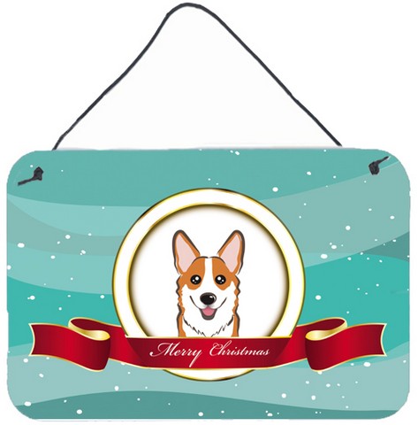 BB1564DS812 Red Corgi Merry Christmas Wall and Door Hanging Prints