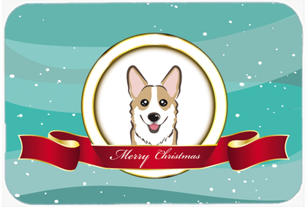 Picture of Carolines Treasures BB1563LCB Sable Corgi Merry Christmas Glass Cutting Board- Large
