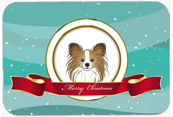 Picture of Carolines Treasures BB1558LCB Papillon Merry Christmas Glass Cutting Board- Large