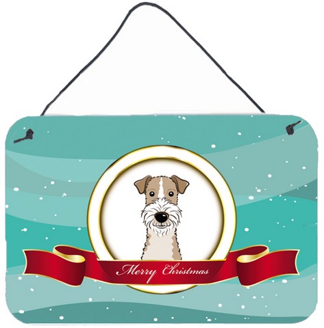 Wire Haired Fox Terrier Merry Christmas Wall and Door Hanging Prints