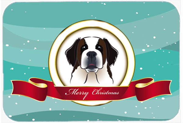 Picture of Carolines Treasures BB1556LCB Saint Bernard Merry Christmas Glass Cutting Board- Large