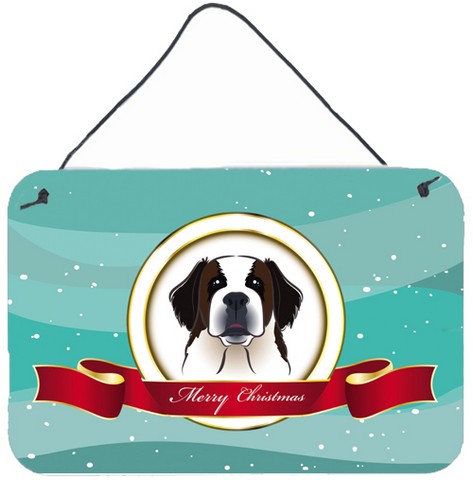 Saint Bernard Merry Christmas Wall and Door Hanging Prints