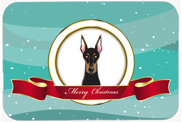 Picture of Carolines Treasures BB1555LCB Doberman Merry Christmas Glass Cutting Board- Large