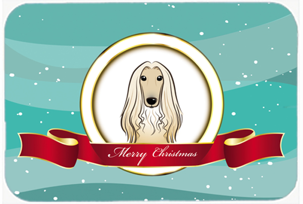 Picture of Carolines Treasures BB1554LCB Afghan Hound Merry Christmas Glass Cutting Board- Large