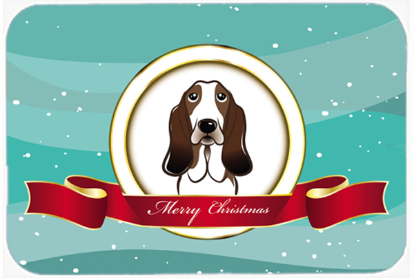 Picture of Carolines Treasures BB1553LCB Basset Hound Merry Christmas Glass Cutting Board- Large