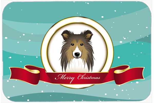 Picture of Carolines Treasures BB1552LCB Sheltie Merry Christmas Glass Cutting Board- Large