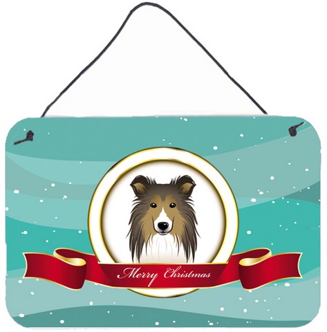 Sheltie Merry Christmas Wall and Door Hanging Prints