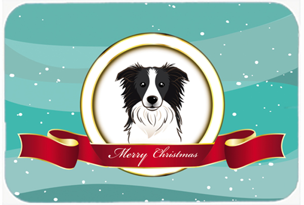 Picture of Carolines Treasures BB1551LCB Border Collie Merry Christmas Glass Cutting Board- Large