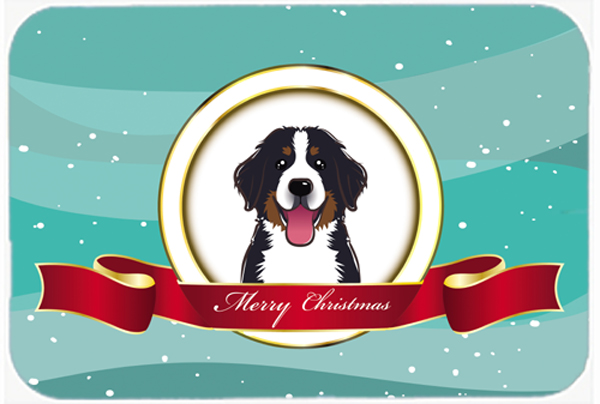 Picture of Carolines Treasures BB1547LCB Bernese Mountain Dog Merry Christmas Glass Cutting Board- Large