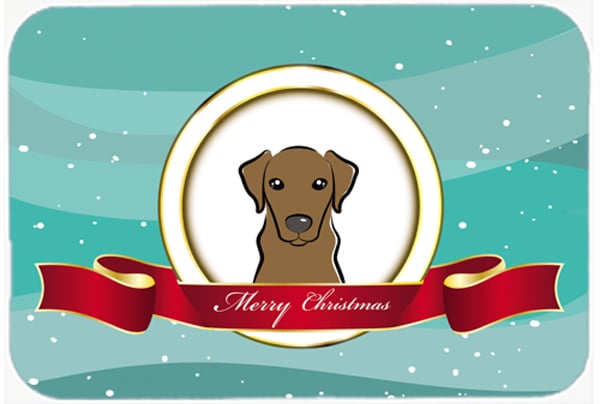 Picture of Carolines Treasures BB1544LCB Chocolate Labrador Merry Christmas Glass Cutting Board- Large
