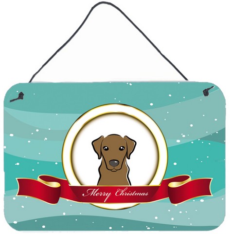Chocolate Labrador Merry Christmas Wall and Door Hanging Prints