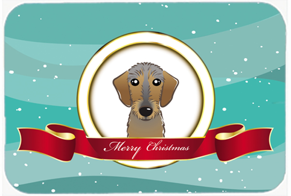 Picture of Carolines Treasures BB1543LCB Wirehaired Dachshund Merry Christmas Glass Cutting Board- Large