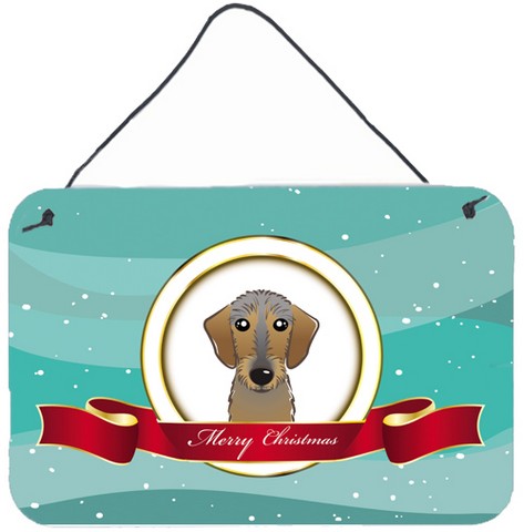 Wirehaired Dachshund Merry Christmas Wall and Door Hanging Prints
