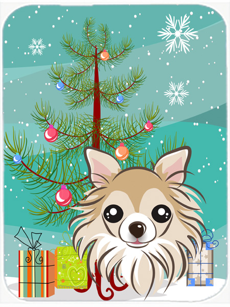 Picture of Carolines Treasures BB1623LCB Christmas Tree And Chihuahua Glass Cutting Board- Large