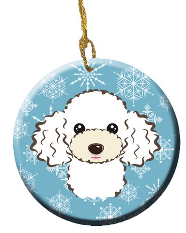 Snowflake White Poodle Ceramic Ornament