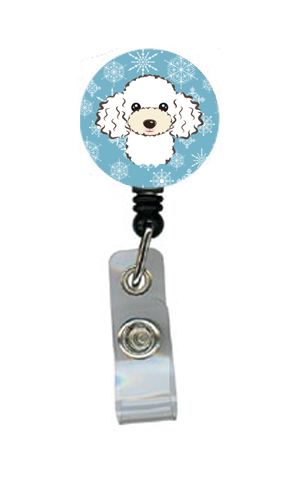 Snowflake White Poodle Retractable Badge Reel
