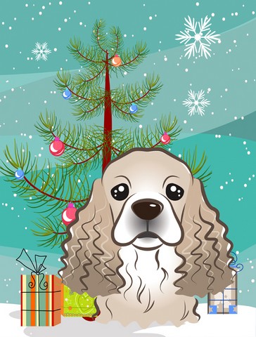 Christmas Tree And Cocker Spaniel Flag Canvas House Size